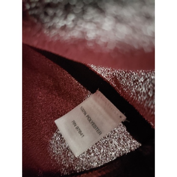 NEW J. Jill Shirt Pinot Burgundy Crepe Blouse 3/4 Sleeve Pleated Ruffle Hem‎ Top - Picture 4 of 5